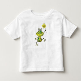 かわいいお洒落ハッピーカエル トドラーTシャツ