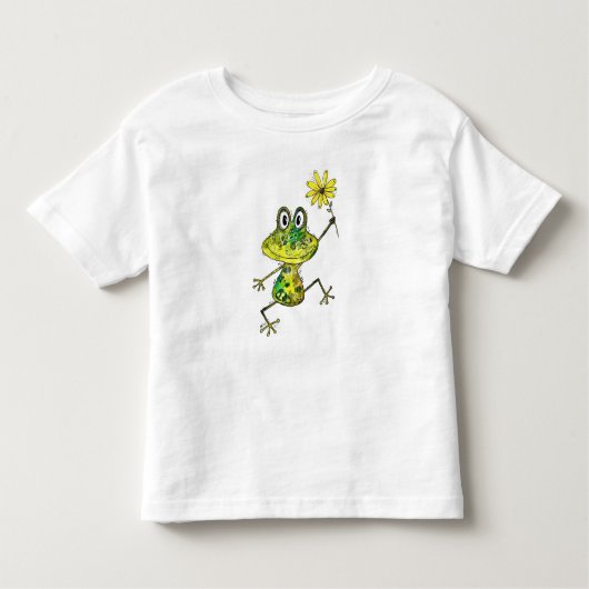 かわいいお洒落ハッピーカエル トドラーTシャツ (正面)
