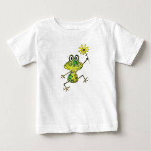 かわいいお洒落ハッピーカエル ベビーTシャツ