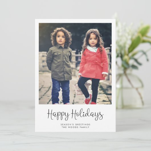 かわいいお洒落ハッピーホリデー写真 シーズンカード (スタンド正面)