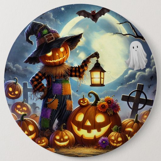 かわいいお洒落ハロウィーンのカカボチャ 缶バッジ (正面)