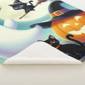 かわいいお洒落ハロウィーンカボチャ、猫、幽霊 シェルパブランケット (3/4)