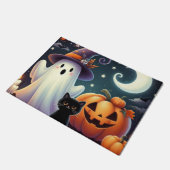かわいいお洒落ハロウィーンカボチャ、猫、幽霊 ドアマット (アングル)