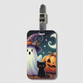 かわいいお洒落ハロウィーンカボチャ、猫、幽霊 ラゲッジタグ (正面縦)