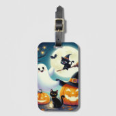 かわいいお洒落ハロウィーンカボチャ、猫、幽霊 ラゲッジタグ (正面縦)