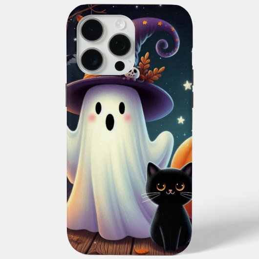 かわいいお洒落ハロウィーンカボチャ、猫、幽霊 Case-Mate iPhoneケース (裏面)