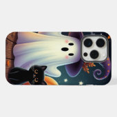 かわいいお洒落ハロウィーンカボチャ、猫、幽霊 iPhoneケース (裏面横)