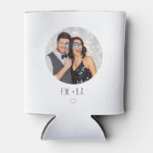 かわいいお洒落ハートモノグラ結婚ムの写真 缶クーラー (正面)