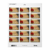 かわいいお洒落ハートリーフツリーレッドピンクRSVP ラベル (フルシート)