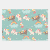 かわいいお洒落パステルクリスマスユニコーンパターン ラッピングペーパーシート (正面2)