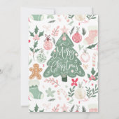 かわいいお洒落ピンクのクリスマスパーティーイラスト 招待状 (裏面)