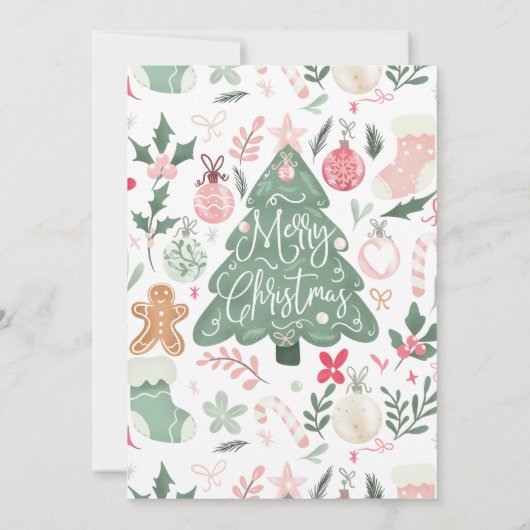 かわいいお洒落ピンクのクリスマスパーティーイラスト 招待状 (裏面)