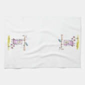 かわいいお洒落ピンクの猫がスイング キッチンタオル (横)