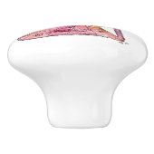 かわいいお洒落ピンクの猫 セラミックノブ (側面)