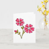 かわいいお洒落ピンクの花 カード (黄色い花)