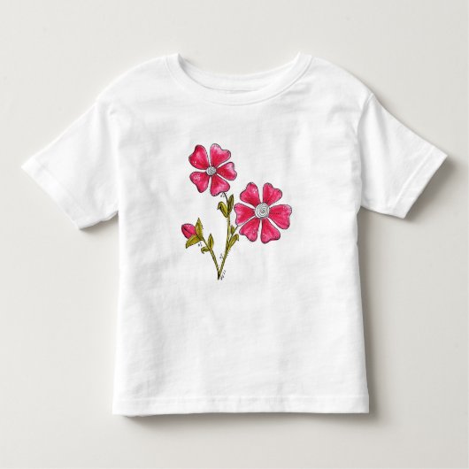 かわいいお洒落ピンクの花 トドラーTシャツ (正面)