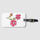 かわいいお洒落ピンクの花 ラゲッジタグ (正面横)