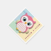 かわいいお洒落ピンクふくろう赤ちゃんシャワー スタンダードカクテルナプキン (角)