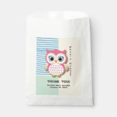 かわいいお洒落ピンクふくろう赤ちゃんシャワー フェイバーバッグ (正面)