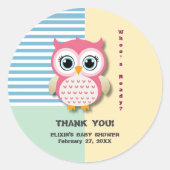 かわいいお洒落ピンクふくろう赤ちゃんシャワー ラウンドシール (正面)