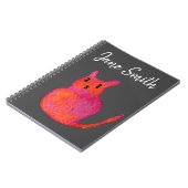 かわいいお洒落ピンク猫の水彩イラストレーション ノートブック (左側)