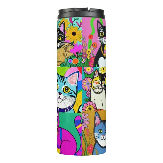 かわいいお洒落フォークアートの猫たち タンブラー (裏面)