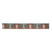 かわいいお洒落フォークアートキャット&ドッグ&フラワー サテンリボン (正面)