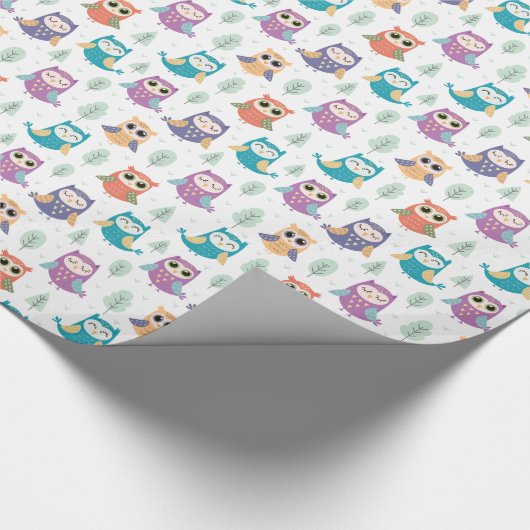 *~*かわいいお洒落フクロウの木 ラッピングペーパー (角)