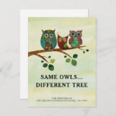 かわいいお洒落フクロウ水彩新しい住所 案内ポストカード (正面/裏面)
