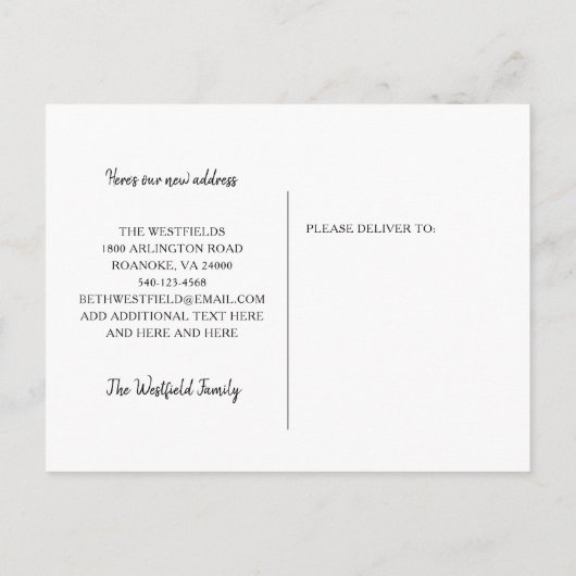 かわいいお洒落フクロウ水彩新しい住所 案内ポストカード (裏面)