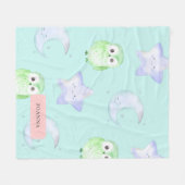 かわいいお洒落フクロウ フリースブランケット (正面(横))