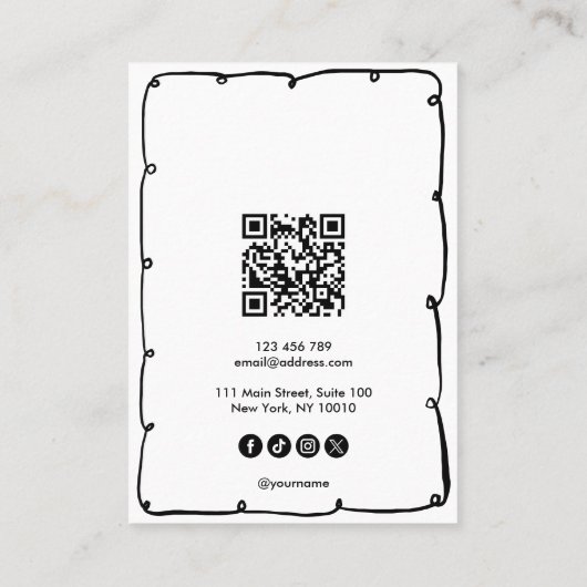 かわいいお洒落フレーム追加ビジネスロゴQRコード 名刺 (裏面)
