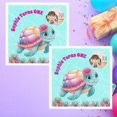 かわいいお洒落フローラウミガメ写真誕生日 スタンダードカクテルナプキン
