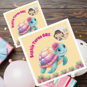 かわいいお洒落フローラウミガメ写真誕生日 スタンダードカクテルナプキン
