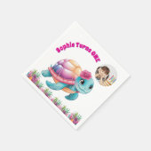 かわいいお洒落フローラウミガメ写真誕生日 スタンダードカクテルナプキン (角)