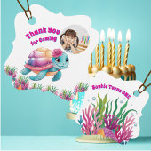 かわいいお洒落フローラウミガメ写真誕生日 フェイバータグ