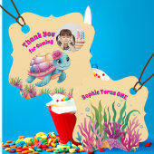 かわいいお洒落フローラウミガメ写真誕生日 フェイバータグ