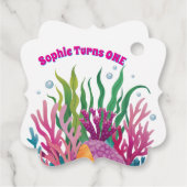 かわいいお洒落フローラウミガメ写真誕生日 フェイバータグ (裏面)