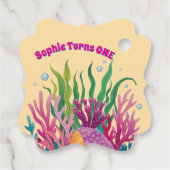 かわいいお洒落フローラウミガメ写真誕生日 フェイバータグ (裏面)