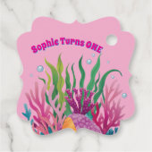 かわいいお洒落フローラウミガメ写真誕生日 フェイバータグ (裏面)
