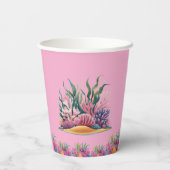 かわいいお洒落フローラウミガメ写真誕生日 紙コップ (裏面)