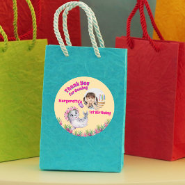 かわいいお洒落フローラシーライオンガーリー写真 ラウンドシール