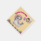 かわいいお洒落フローラシーライオンフォト誕生日 スタンダードカクテルナプキン (角)