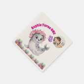 かわいいお洒落フローラシーライオンフォト誕生日 スタンダードカクテルナプキン (角)