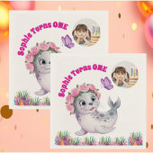 かわいいお洒落フローラシーライオンフォト誕生日 スタンダードカクテルナプキン