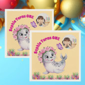 かわいいお洒落フローラシーライオンフォト誕生日 スタンダードカクテルナプキン