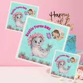 かわいいお洒落フローラシーライオンフォト誕生日 スタンダードカクテルナプキン