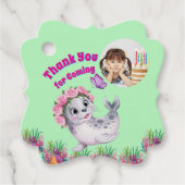 かわいいお洒落フローラシーライオンフォト誕生日 フェイバータグ (正面)