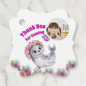 かわいいお洒落フローラシーライオンフォト誕生日 フェイバータグ (正面)