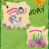 かわいいお洒落フローラシーライオンフォト誕生日 フェイバータグ